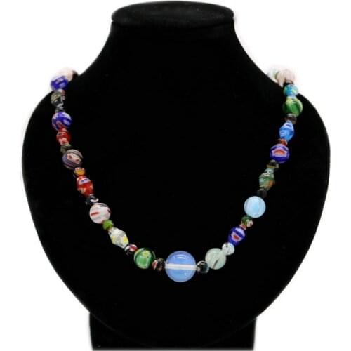 Handmade Murano Thousand Flowers Glazed Bead Necklace Fashion DIY Handmade Personality Female Opal Jewelry