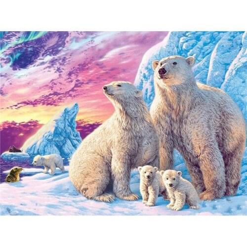 5D DIY Diamond Painting Bear Kit Full Round Square with AB Drills Embroidery Bear Animal Cross Stitch Home Decoration