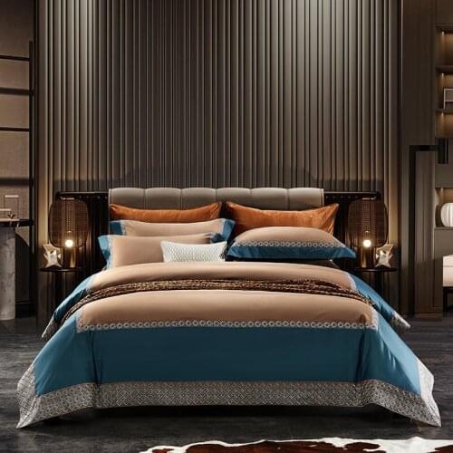 Frame Patchwork Chic Embroidery Duvet Cover ser Premium Egyptian Cotton Queen King 4Pcs Bedding set with Bed sheet Pillow shams