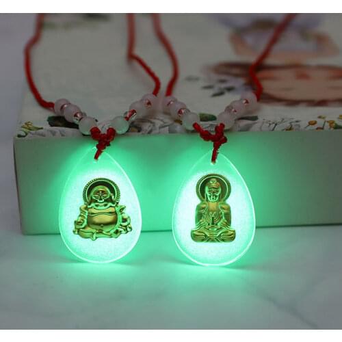 2021 New Night Lights Buddha Necklace Pendant Golden Buddha Necklace Pendant for Man Woman Benediction Gift Jewelry Wholesale