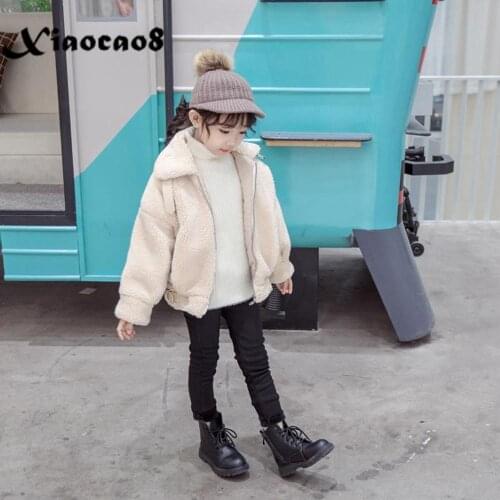 New Autumn Childrens Jackets for Girls Thick Woollen Turn-down Collar Zip Jackt Coat Baby Toddler Girl Winter Clothes 10 8 9