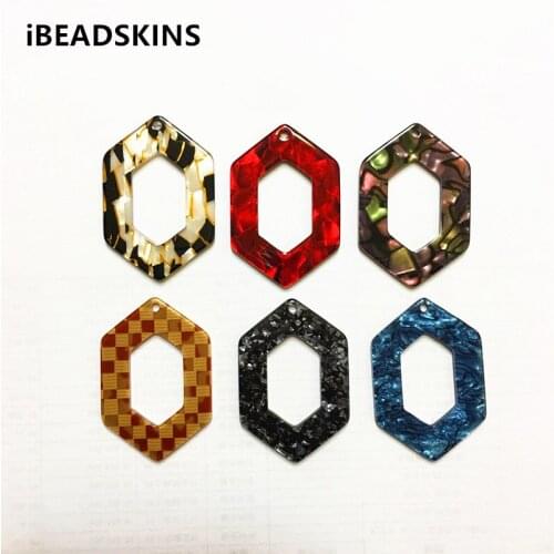 New arrival! 44x30mm 100pcs/lot round-shape acrylic Imitation marble charms for earring/Jewelry making(As shown)