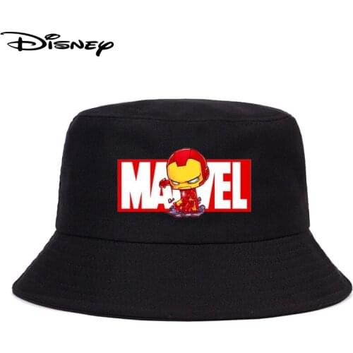 Disney Marvel iron Man Bucket Hat Autumn UV Protection Cap Panama Outdoor Sun Street Headwear Cartoon Fisherman Cap