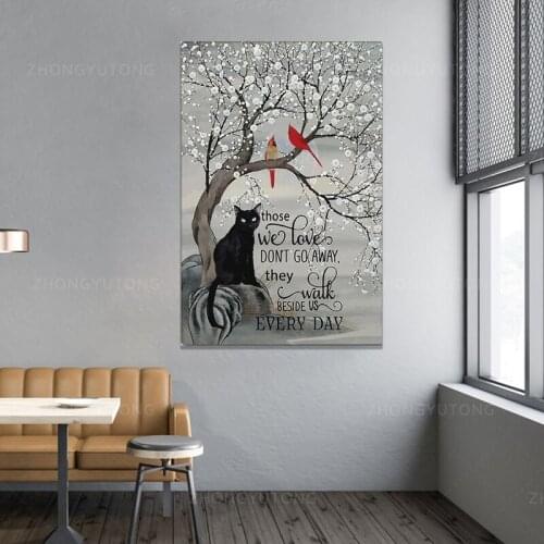 Those We Love Don't Go Away Poster, Cat Canvas Poster Vintage Bar Club Cafe Garage Wall Decor Farm Decor Art