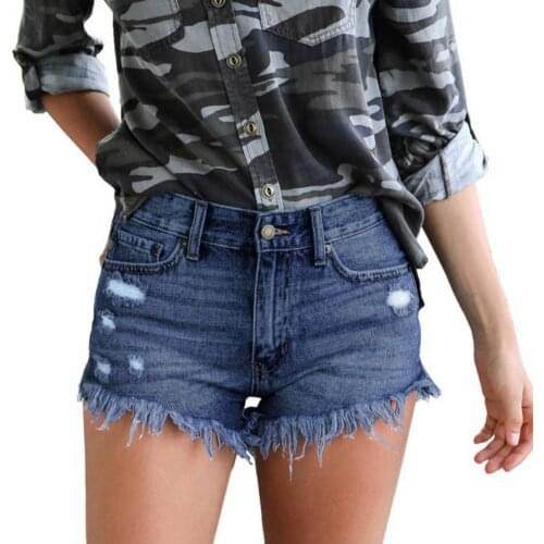 Summer Fashion High Waist Women Shorts Ripped Hole All-matched Single-breasted Tassel Denim Shorts Streetwear for Daily Wear