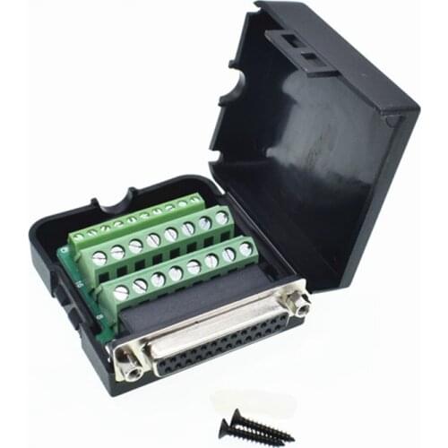 Connector DB25 D-SUB female Terminal port Plastic Cover Data cable 232/485/422 nut