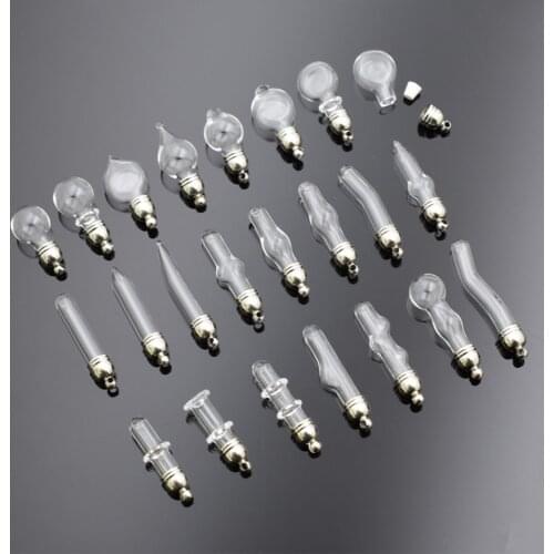 50pieces 5mm glass Vial Pendant (metal cap with rubber plug mini glass charm/ bottle miniature vials jewelry