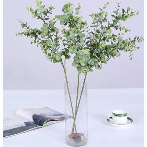 Artificial plastic plants leaves tree green eucalyptus branch for garden wedding decoration faux fake foliage christmas decor