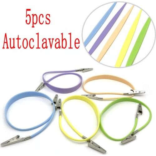 High Quanlity 5pcs Dental Silicon Bib Clips Flexible Ball Chain Napkin Holder Autaclavable