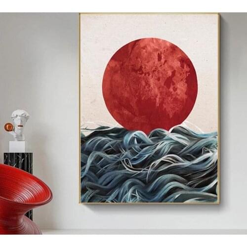 Japanese Sunrise Art Posters and Prints Wall Art Canvas Painting Pictures Living Room Scandinavian Seascape Home Decor Cuadros