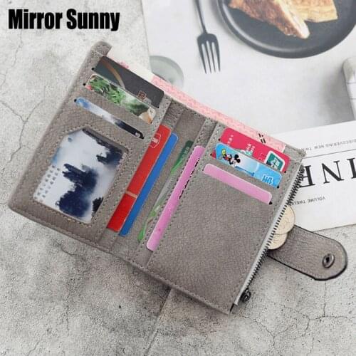 MIRROR SUNNY New PU women short wallet foldable female purse muli-functional bag lady card holder bag wallet