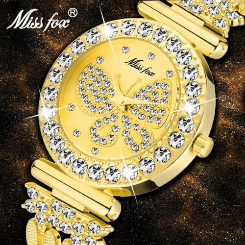 Butterfly Women Watch MISSFOX New York Womens Park Row Stainless Steel Hollow Strap Quartz Watches Elegant Fashion New Item