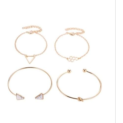 New Jewelry Set Bohemian Knotted Triangle Honeycomb Four-Piece BraceletSBR210035