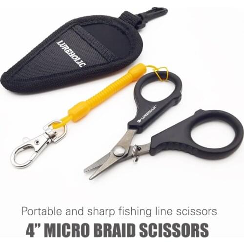 100% Original Lure holic Stainless Steel Serrated Portable Fishing Scissors lanyard and bag Cut For Fishing PE Braid Line