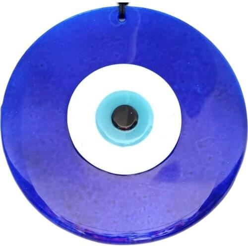 20 Centimeter Handmade Glass Wall Ornament With Blue Color Evil Eye Beads