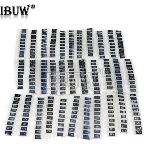 330PCS/lot 1 ohm-1M ohm Electronic Resistors 5% 2512 SMD Resistor Assorted kit set 10R 47R 100R 10K 470K 680K smd resistor pack