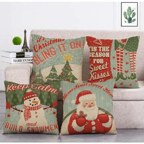 45*45cm keep calm and bulid snowmen print Cushion Cover Linen Throw Pillow Car Home Decoration Decorative PillowcaseT404
