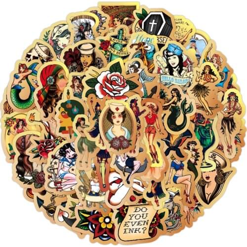 50/105pcs Retro Poster Beauty Girl Stickers Personality Sexy Pin Up Girl Sticker for Laptop Motorcycle Skateboard Luggage Decal