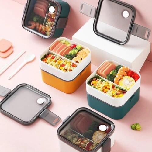 ABZS Simple Lunch Box Can Be Heated By Microwave Oven Separate Type Portable Bento Box Lunch Box Tableware Kitchen