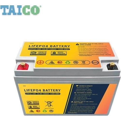 Solar Rechargeable UPS Lifepo4 100Ah Rv Lithium ion Battery 12V
