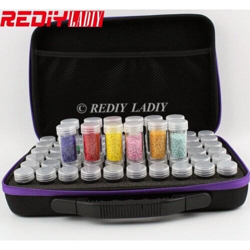 Diamond Painting Hand Bag 60 Bottles Zipper EVA Shockproof Durable Diamond Mosaic Beads Container Storage Box Carry Case Holder