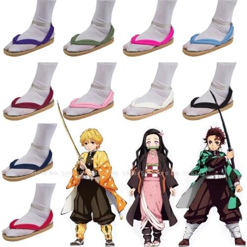 Anime Cosplay Geta Clogs Demon Slayer Kimetsu No Yaiba Shoes Kamado Tanjirou Kamado Nezuko Agatsuma Zenitsu Flip Flops Sandals