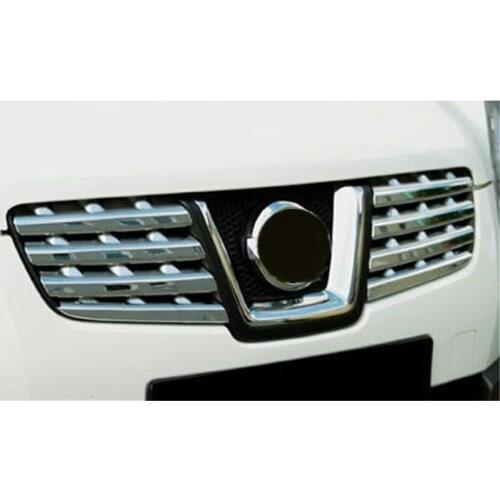 Car styling Fit For Nissan Qashqai J10 2006 2007 2008 2009 ABS Chrome Front Grille Trim Cover Front Center Grill Trims 8pcs