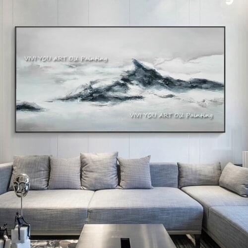 Large White Cloud Mountains Oil Painting 100% Hand painted Oil Paintings Wall Art Home Decoration Picture Modern Canvas Unframe