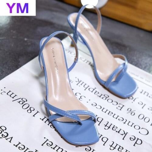 Fashion Women Mules Toe Clip Square Toe Summer Sandals Thin Heels Sandalias Outside Zapatillas Mujer Casa Shoes Sandals Women