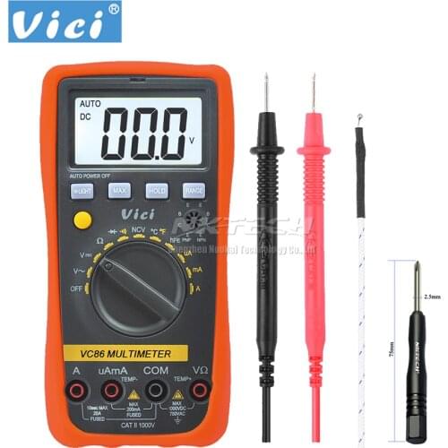VICI VC86 Digital Multimeter Auto-Range VC86 Ammeter Voltmeter Ohmmeter Temperature AC DC Volt Amp Resistance NCV Diode hFE test
