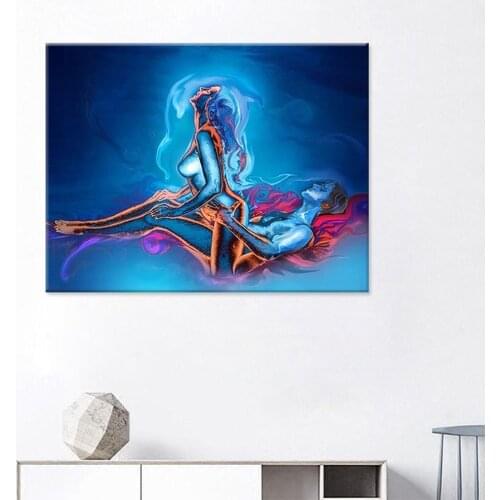 Color Sexy Men And Women Canvas Painting Abstract Make Love Poster Print Oil Painting Bedroom Hotel Wall Art Painting Pictures