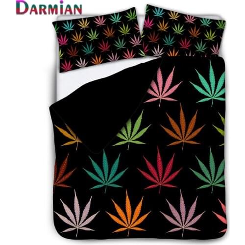 DARMIAN 2021 Soft Comforter Throw Pillowcase Colorful Maple Leaf Pattern 3Pcs/Set Bedding Set Bedroom Home Decor Duvet Cover Set