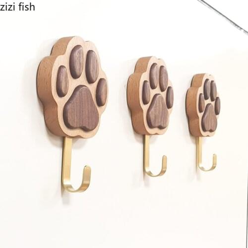 Bear Paw Decorative Hook Wooden Metal Brass Magnetic Key Hoo Three-piece Suit Home Wall Storage Sort Out Nail Free Sticky Hook