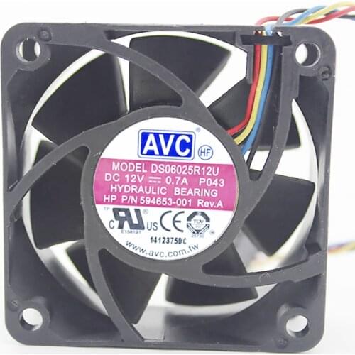 For For AVC DS06025R12U P103 DC 12V 0.26A 4-wire 4-pin connector 60mm 60x60x25mm Server Square Cooling fan