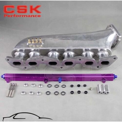 For Toyota Supra 1JZ 1JZGTE polished Intake Manifold + BLUE / PURPLE / BLACK top feed fuel rail