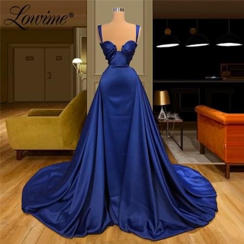 Kaftans Satin Elegant Navy Blue Evening Dresses Long Prom Dress Robe De Soiree 2020 Dresses Woman Party Night Middle East Dubai