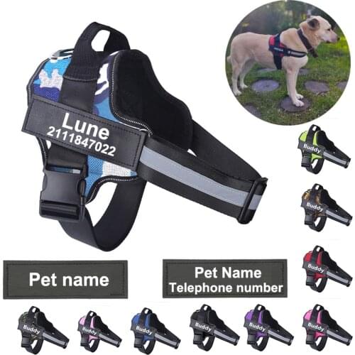Personalized Dog Harness NO PULL Pet Vest Reflective Puppy Harness Free Customed Patch for Dog Cat Outdoor Dog Supplies