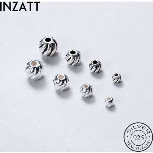 INZATT 5 Pieces/Lot Real 925 Sterling Silver Round Beads Charms Wholesale Dropshipping Handmade Of DIY Accessories