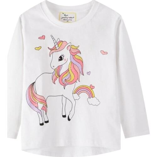 Jumping meters New Long Sleeve Unicorn T shirts Cotton Girls Autumn Spring Cotton Clothing Casual Kids Tees Tops