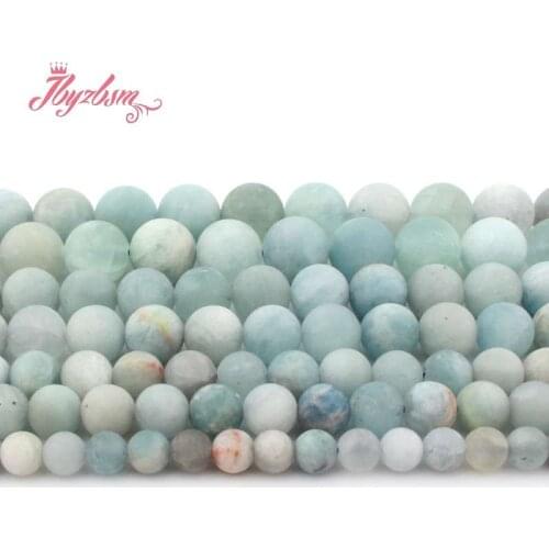 6 8 10mm Round Beads Ball Frost Aquamarines Natural Stone Beads For Bracelet Necklace DIY Jewelry Making Loose 15" Free Shipping