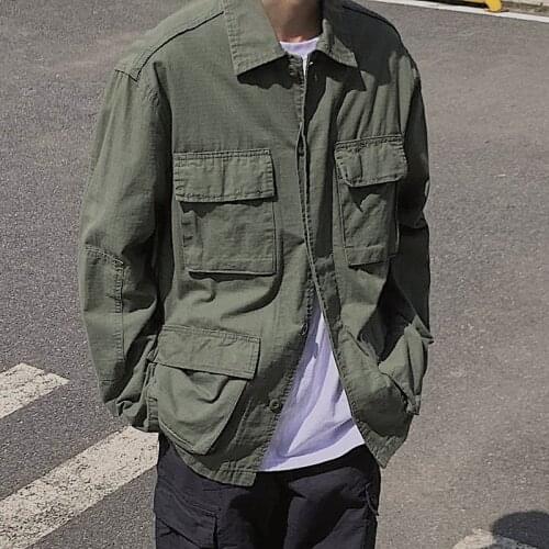2019 Men Japan Style Vintage Fashion Loose Casual Multi-pockets Cargo Jackets Male Streetwear Hip Hop Coat Outerwear