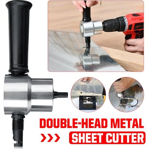 Power Drill Nibbler Metal Sheet Cut Double Head With Wrench Part 360 Degree Adjustable Nibbler Drill Attachment
