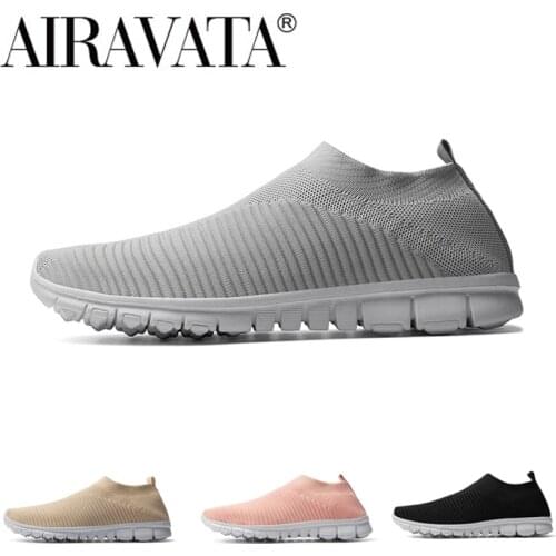 2021 New Mens Womens Walking Sneakers Unisex Couple Sock Mesh Lazy Slip On Lightweight Breathable White Summer Flat Shoes