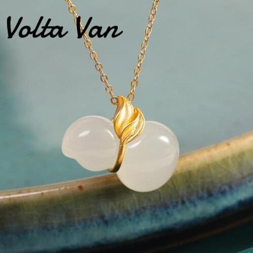 Volta Van 2021 New Pendant Necklaces 925 Sterling Silver Natural Jade Vintage Elegant Jewelry Gourd Fashion Concise Necklaces