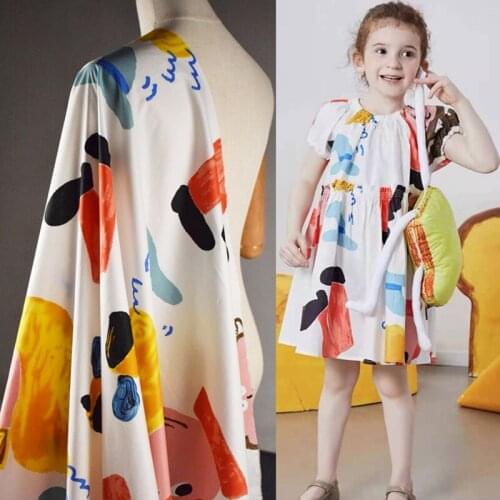 Half Meter High Grade Combing Silkete 100% Cotton Print Fabric For Dress Shirt Children Cloth Sewing Tissue T1687