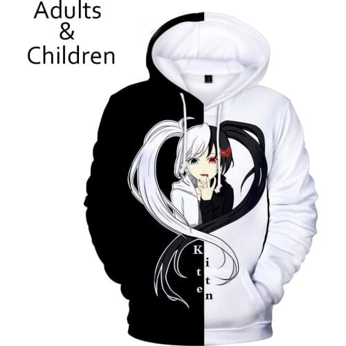 Popular monokuma 3D Hoodies Men Women Sweatshirts Hot Print monokuma Kids Hooded Casual boys girls white and black Pullovers