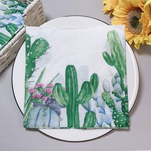 20Pcs/Pack Cactus Table Paper Napkins Simple Green Plants Napkin Paper Tissues for Wedding Decor Home Party Supplies Hot New
