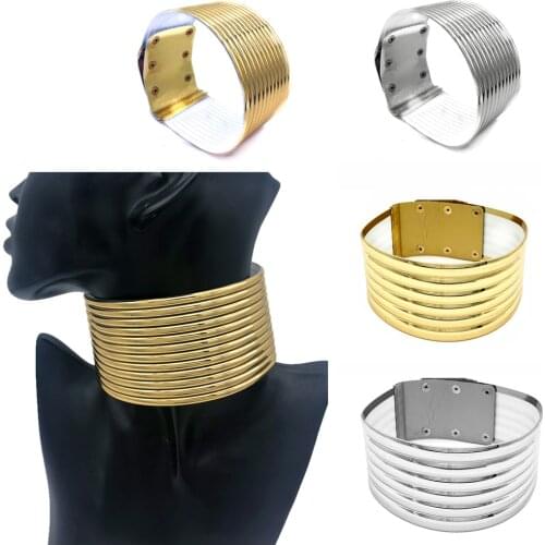 Most Popular Jewelry Accessories Punk Resin Gold&Silver Color Choker Collar Statement Necklace for Holoday Party Gift