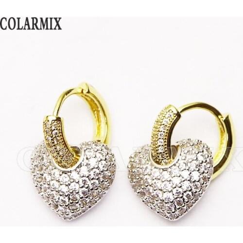 4 Pairs Zircon Heart shape earrings zircon heart earrings women jewelry Fashion Drop earrings Gift for women jewelry 41374