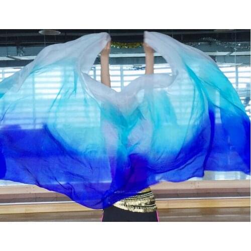 Hand Dyed Silk Veil For Belly Dancers Gradient Color 250*114cm Belly Dance Accessories Shawl Veil Scarf Free Shipping
